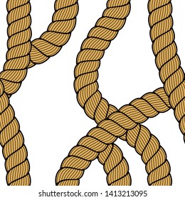 Seamless nautical rope pattern vector. Endless navy illustration with loop cord lines ornament. Navy simple minimal marine ropes endless design. Usable for fabric, wallpaper, wrapping, web and print.