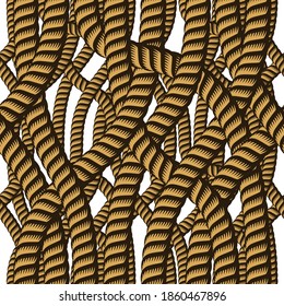 Seamless nautical rope pattern vector. Endless navy illustration with loop cord lines ornament. Tangled cord stylish illustration. Usable for fabric, wallpaper, wrapping, web and print.