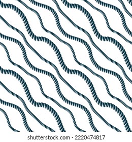 Seamless nautical rope pattern vector. Endless navy illustration with loop cord lines ornament. Minimalistic simple cord stylish illustration. Usable for fabric, wallpaper, wrapping, web and print.