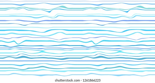 Seamless nautical wallpaper of the surface. Wavy sea background. Pattern with lines and waves. Multicolored texture. Decorative style. Doodle for design