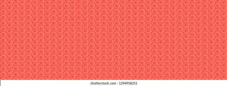 Seamless nautilus shell background. Geometric pattern vector illustration. Coral color. EPS 10