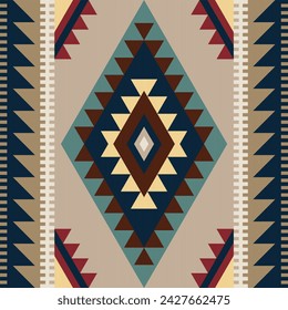 Seamless Navajo and Aztec Mexican Native tribal fabric pattern. Geomatics pattern