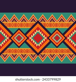 Seamless Navajo and Aztec Mexican Native tribal fabric pattern. Geomatics pattern