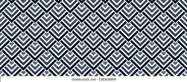 Seamless navy blazer gradient geometric squares pattern. Art deco vector illustration