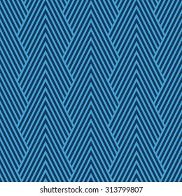 Seamless navy blue art deco optical chevron mountains pattern vector
