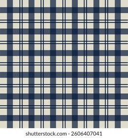 seamless navy blue and beige tartan patterns with classic plaid designs. Ideal for textiles, backgrounds, digital papers, and fashion projects.