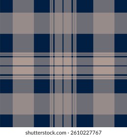 seamless navy blue and beige tartan patterns with classic plaid designs. Ideal for textiles, backgrounds, digital papers, and fashion projects.