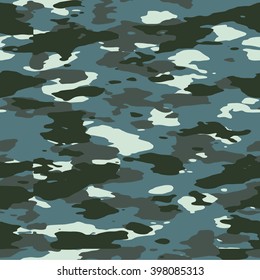 Seamless Navy Blue Camo Pattern Vector