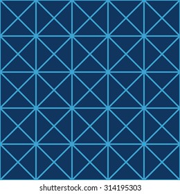Seamless navy blue crossed squares op art pattern vector