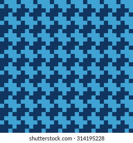 Seamless navy blue diagonal pixel textile patches pattern vector