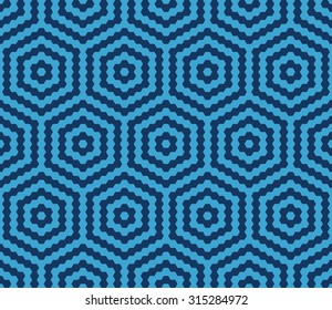 Seamless navy blue hexagonal tiles ethnic pattern vector