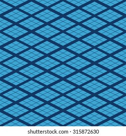 Seamless navy blue isometric rhombus pattern vector