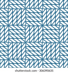 Seamless navy blue nautical rope knot pattern, fishing net, lattice