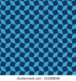 Seamless navy blue op art distorted cubes pattern vector
