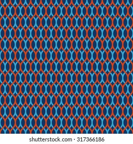 Seamless navy blue and orange overlapping woven pattern vector
