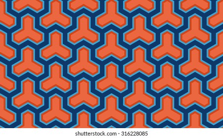 Seamless navy blue trilateral blend op art pattern vector