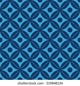 Seamless navy blue vintage classical round laces pattern vector