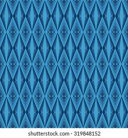 Seamless navy blue vintage native american pattern vector