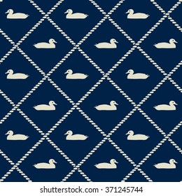Seamless Navy Mallard Duck Pattern