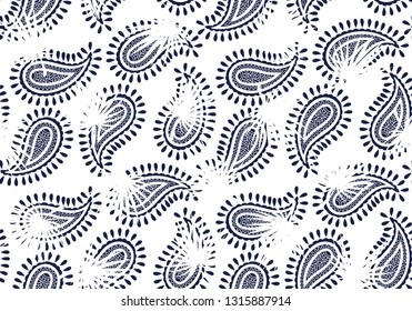 seamless navy paisley pattern