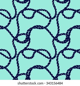 Seamless navy pattern with wavy ropes. Marine textile collection. Dark blue on blue. Backgrounds & textures shop.