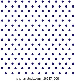 Seamless navy polka dots on white background.