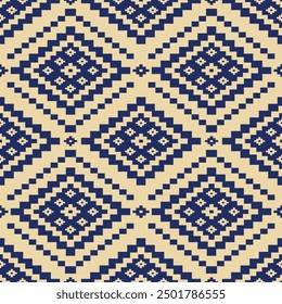 Seamless Navy Weave Batik Tribal Vector Design