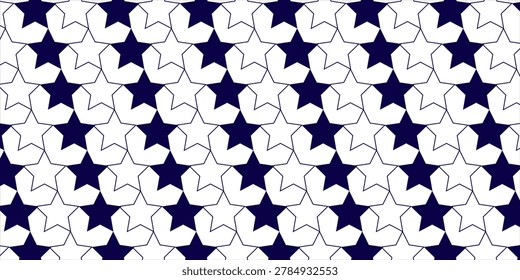 Seamless Navy and White Star Geometric Pattern Tile — Repeating Decorative Abstract Background