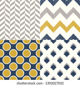 seamless navy and yellow geometric textile background pattern for home interior design 