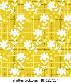 seamless negative vector flower pattern on yellow background