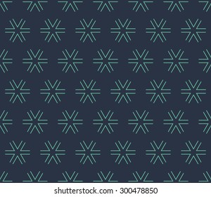 Seamless neon blue hexagonal outline triangle stars geometric pattern vector