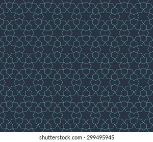 Seamless neon blue hexagonal star arabic pattern vector