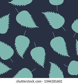 Seamless neon blue leaves pattern vector