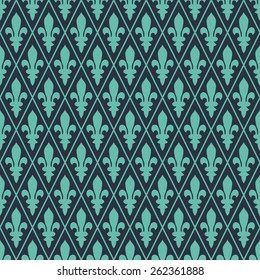Seamless neon blue medieval diamond pattern vector