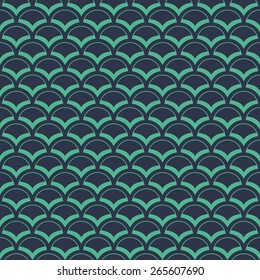 Seamless neon blue oriental fish scales pattern vector
