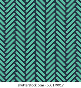 Seamless neon blue rounded herringbone op art geo pattern vector