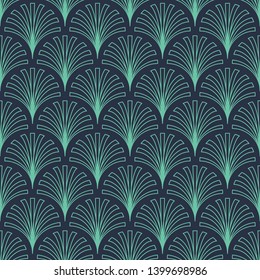 Seamless neon blue vintage outline peacock pattern vector