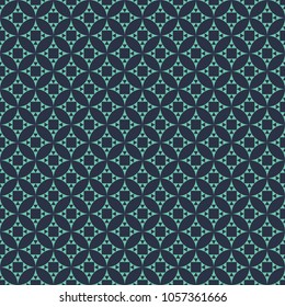 Seamless neon blue vintage round exclusion pattern with squares and triangles vector