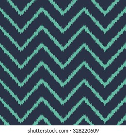 Seamless neon blue zigzag ikat pattern vector