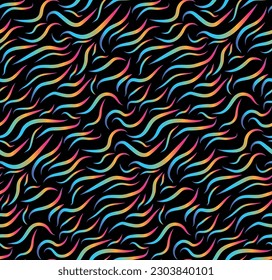 Diseño de patrones de líneas complejas de color neón sin inconvenientes. ilustración vectorial. moda, interior, envoltura, artes murales, tela, embalaje, web, banner