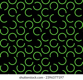 Seamless neon green geometric pattern on black gradient, motion abstract futuristic, cyber, club and music style background