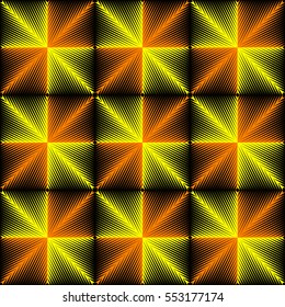 Seamless Neon Light Pattern. Abstract Yellow Background. Vector Disco Party Wallpaper Graphic Design