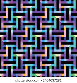 Seamless neon maze geometric pattern. modern vector background