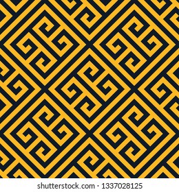 Seamless neon orange diagonal Ancient Greek abstract geometric pattern vector