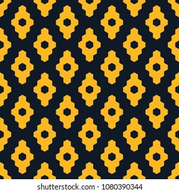 Seamless neon orange hexagon based diamond textile vintage ethnic pattern vector
