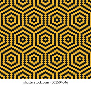 Seamless neon orange hexagonal tiles ethnic pattern vector