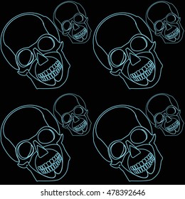 Seamless neon skulls pattern 