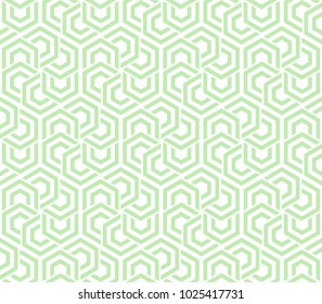Seamless neutral background green and white hexagons. Abstract geometric pattern, illustration, vector design