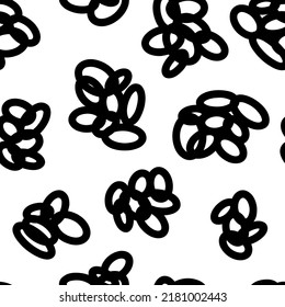 Seamless neutral oval pattern. Black hand-drawn ovate rings isolated on white background. Doodle dots cloudy ornament. Vector illustrations with circles for wallpaper, posters, wrapping paper,  fabric