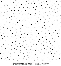 Seamless neutral pattern. Black hand-drawn dots isolated on white background. Scandinavian cozy ornament. Vector doodle stock illustrations for wallpaper, posters, wrapping paper, textiles, prints